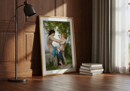 A Young Girl Defending Herself against Eros poster by  William-Adolphe Bouguereau - Neutral room decor with framed print