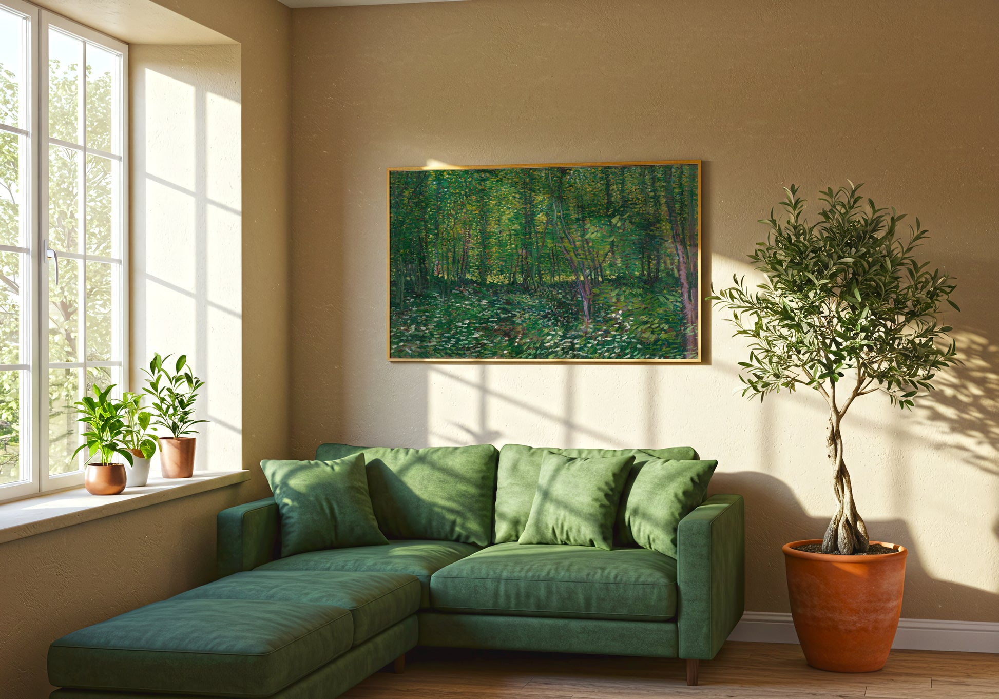 Trees and Undergrowth poster by Vincent Van Gogh  - Neutral room decor with framed print