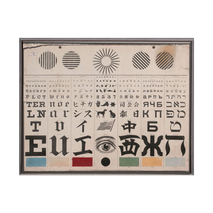 Vintage George Mayerle Test Chart showcasing diverse typography elements.