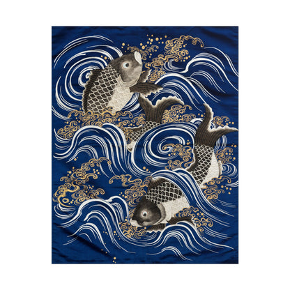 Fukusa with Carp in Waves during Meij period poster by Kawase Hasui & Watanabe Shozaburo - 11x14 inch print