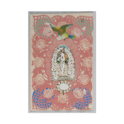 Colorful Valentine print with flowers and a central figure
