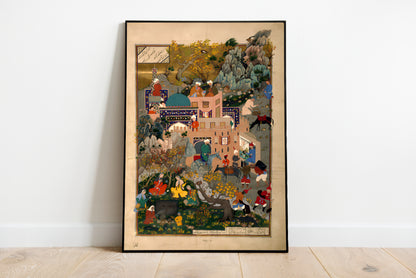 The Story of Haftvad and the Worm poster by Dust Muhammad - Black frame wall art