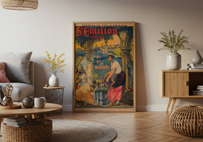 St Emilion - French Advertisement poster by E. Debray  - Neutral room decor with framed print