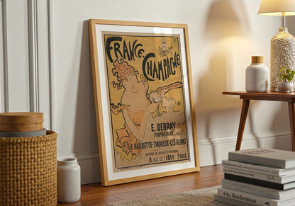 France Champagne poster by E. Debray  - Neutral room decor with framed print