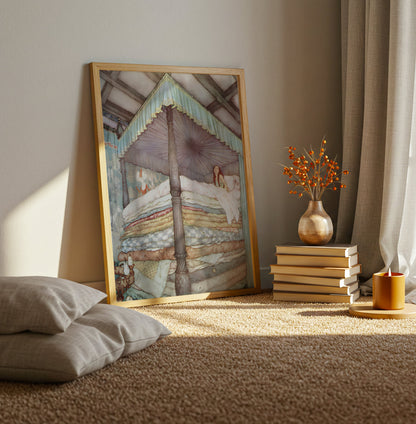 Princess and the Pea poster by Edmund Dulac - Neutral room decor with framed print