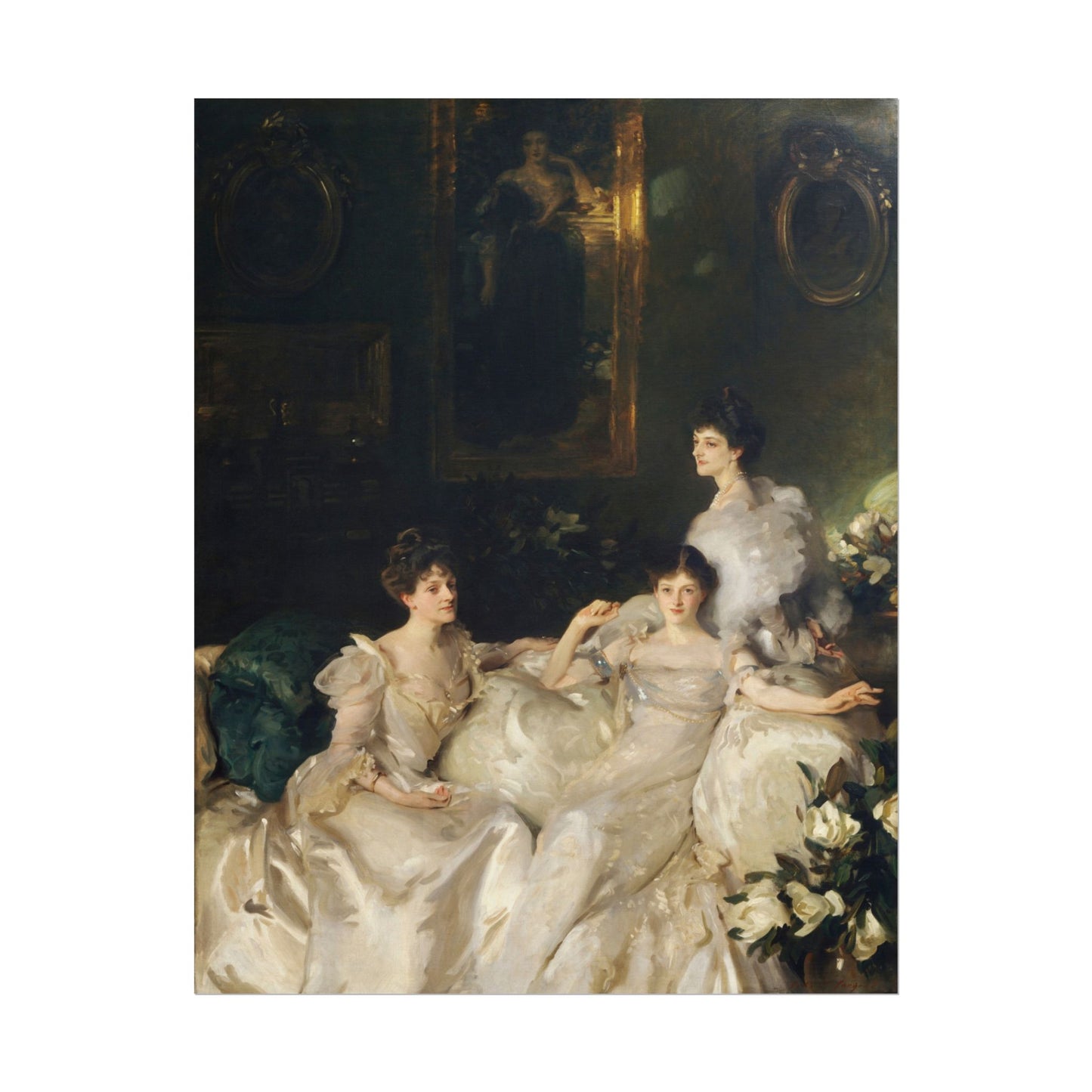 Portrait of three sisters in elegant gowns by John Singer Sargent.