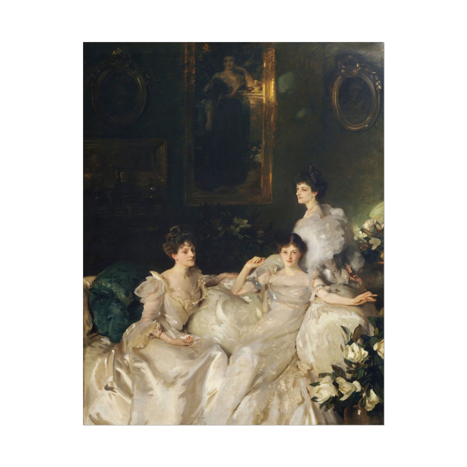 Portrait of three sisters in elegant gowns by John Singer Sargent.