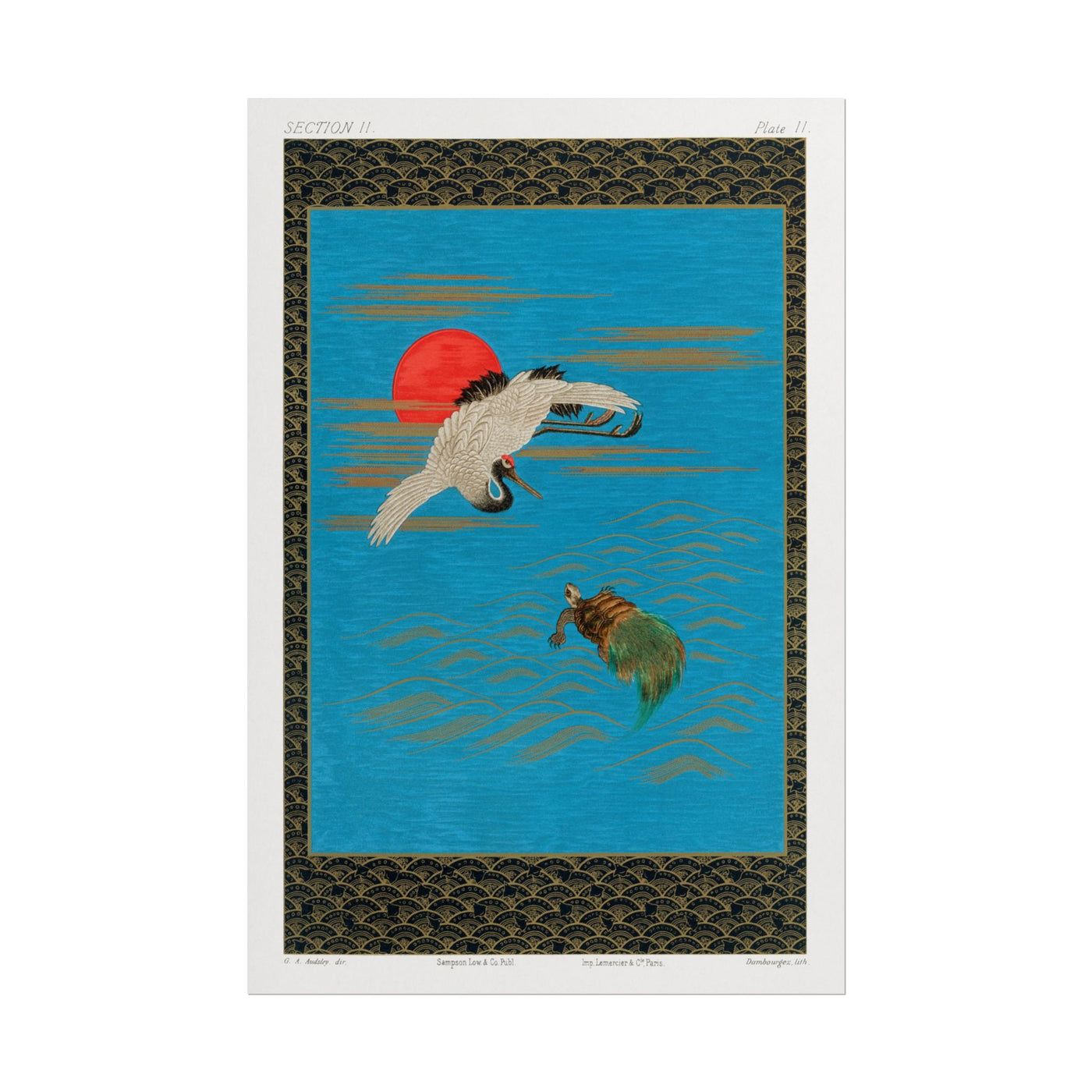 Sarus Crane and Turtle 12″×18″