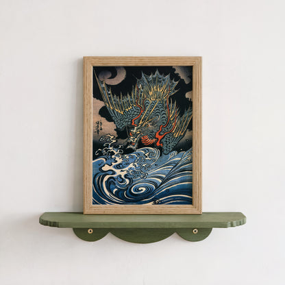 Dragon Flying above Turbulent Waves