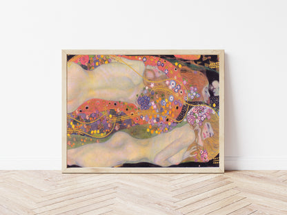 Water Serpents poster by Gustav Klimt  - Black frame wall art