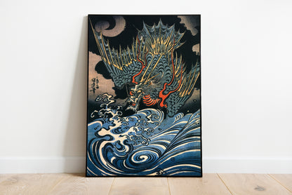 Dragon Flying above Turbulent Waves