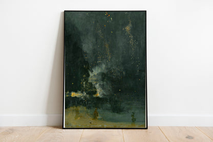 Nocturne in Black and Gold poster by James McNeill Whistler - Black frame wall art
