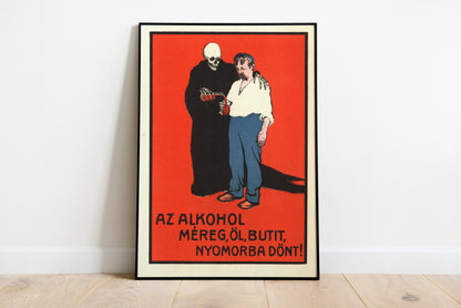 Anti-Alcoholism Advert poster by E. Debray  - Black frame wall art