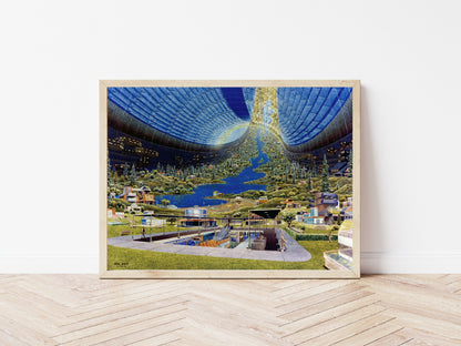 1970s Space Colony poster by NASA  - Black frame wall art