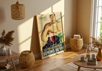 Buvons Du Vin - French Advert poster by John William Waterhouse - Neutral room decor with framed print