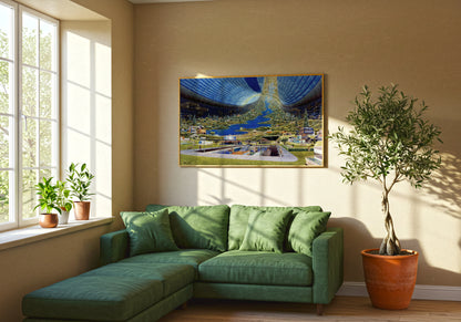 1970s Space Colony poster by NASA  - Neutral room decor with framed print