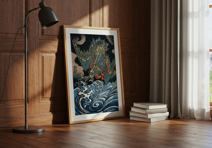 Dragon Flying above Turbulent Waves