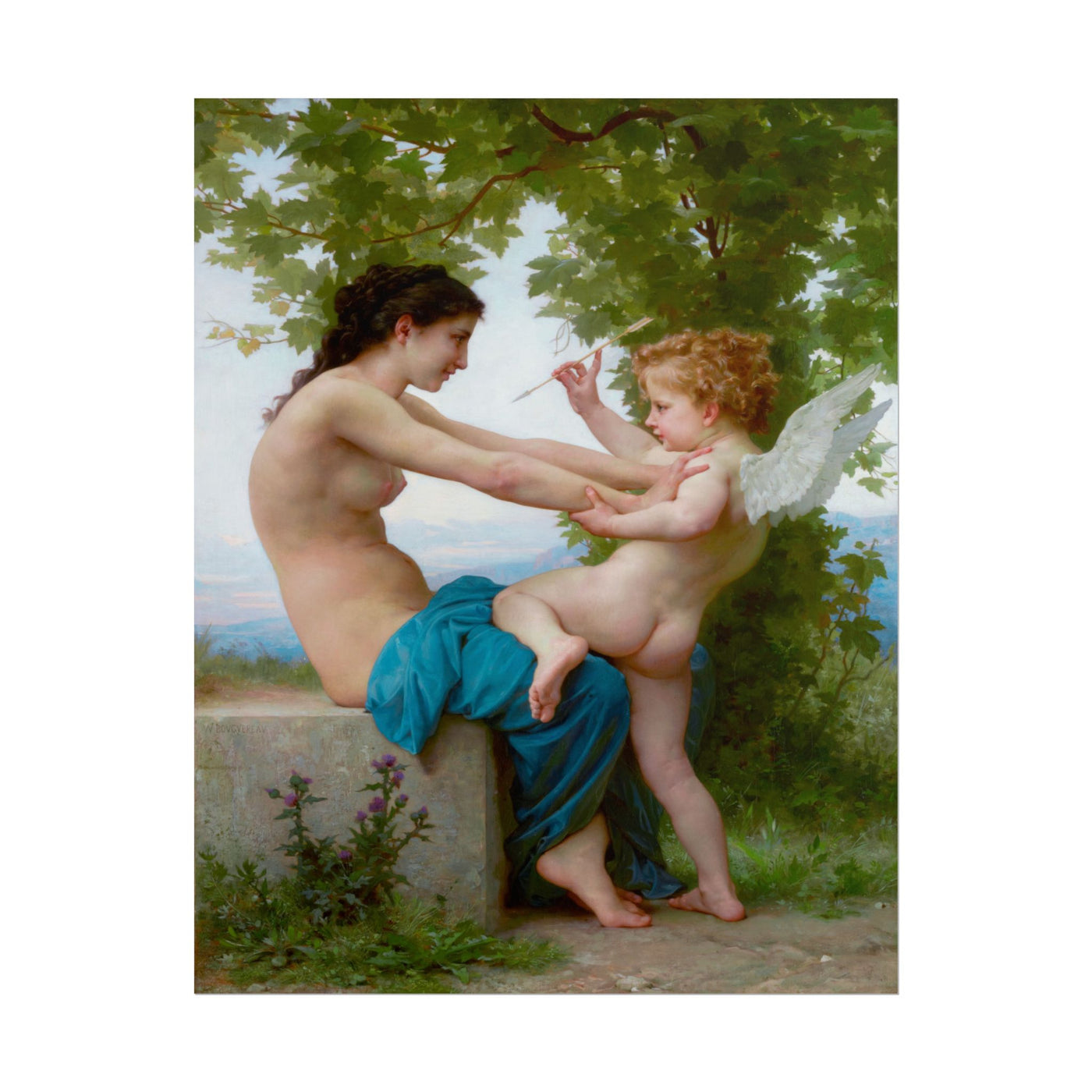 A Young Girl Defending Herself against Eros 11″×14″