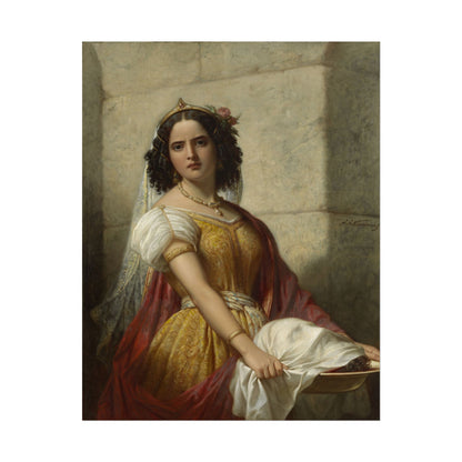 Salome in ornate clothing holding the head of John the Baptist.