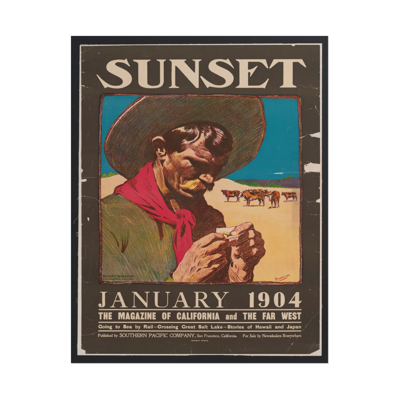 Sunset Magazine Cover January 1904 11″×14″