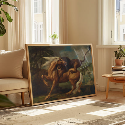 A Lion Attacking a Horse