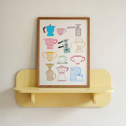 Hand-Drawn Coffee Pots and Mugs