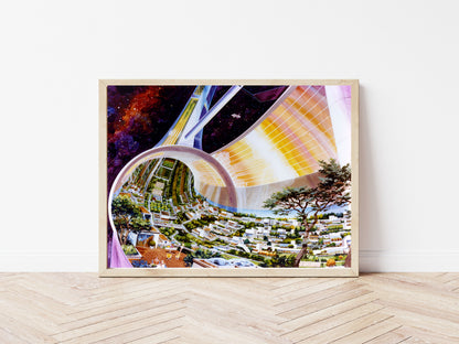 1970s Space Colony poster by NASA  - Black frame wall art