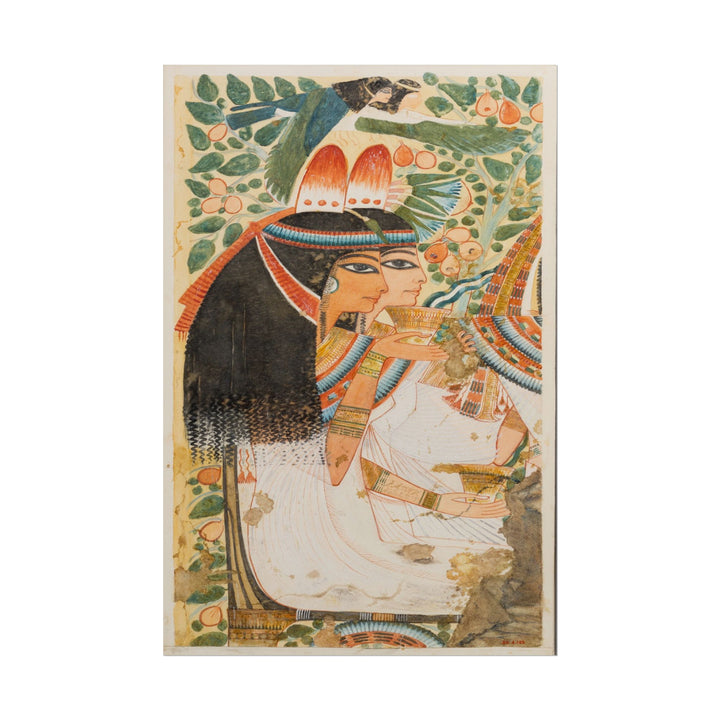 Ancient Egyptian artwork depicting the mother and wife of Userhat.