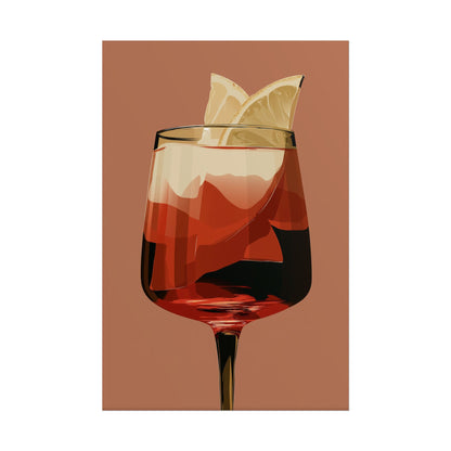 A vibrant Aperol Spritz cocktail with lemon slices in a glass.