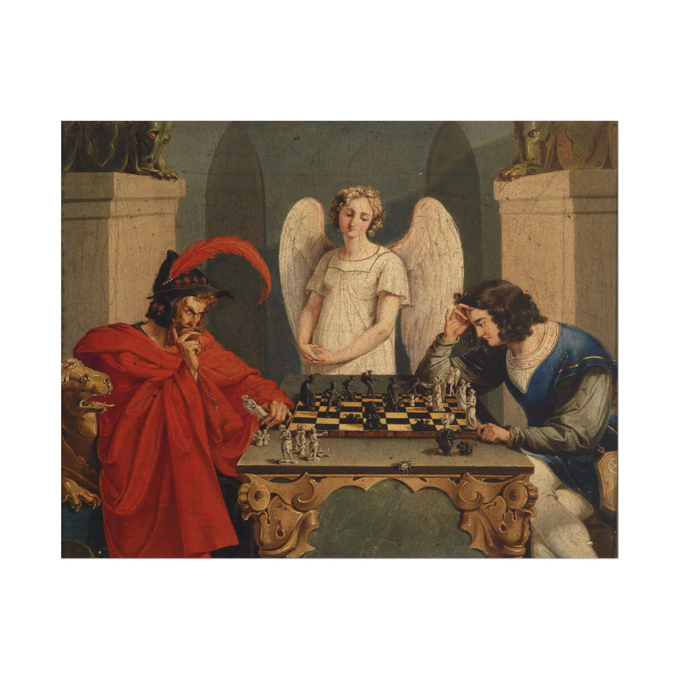Faust and Mephistopheles playing Chess 14″×11″