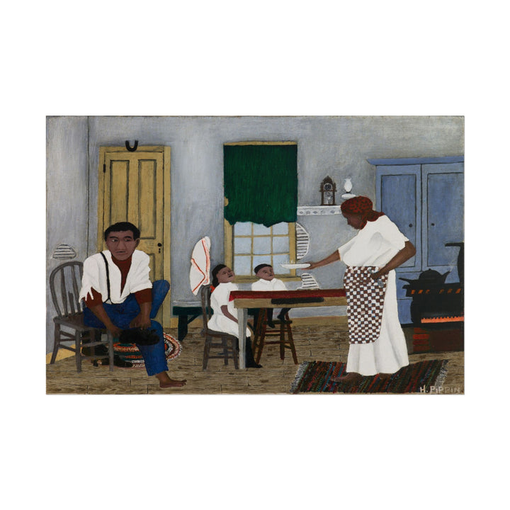 Woman serving breakfast to children in a domestic setting.