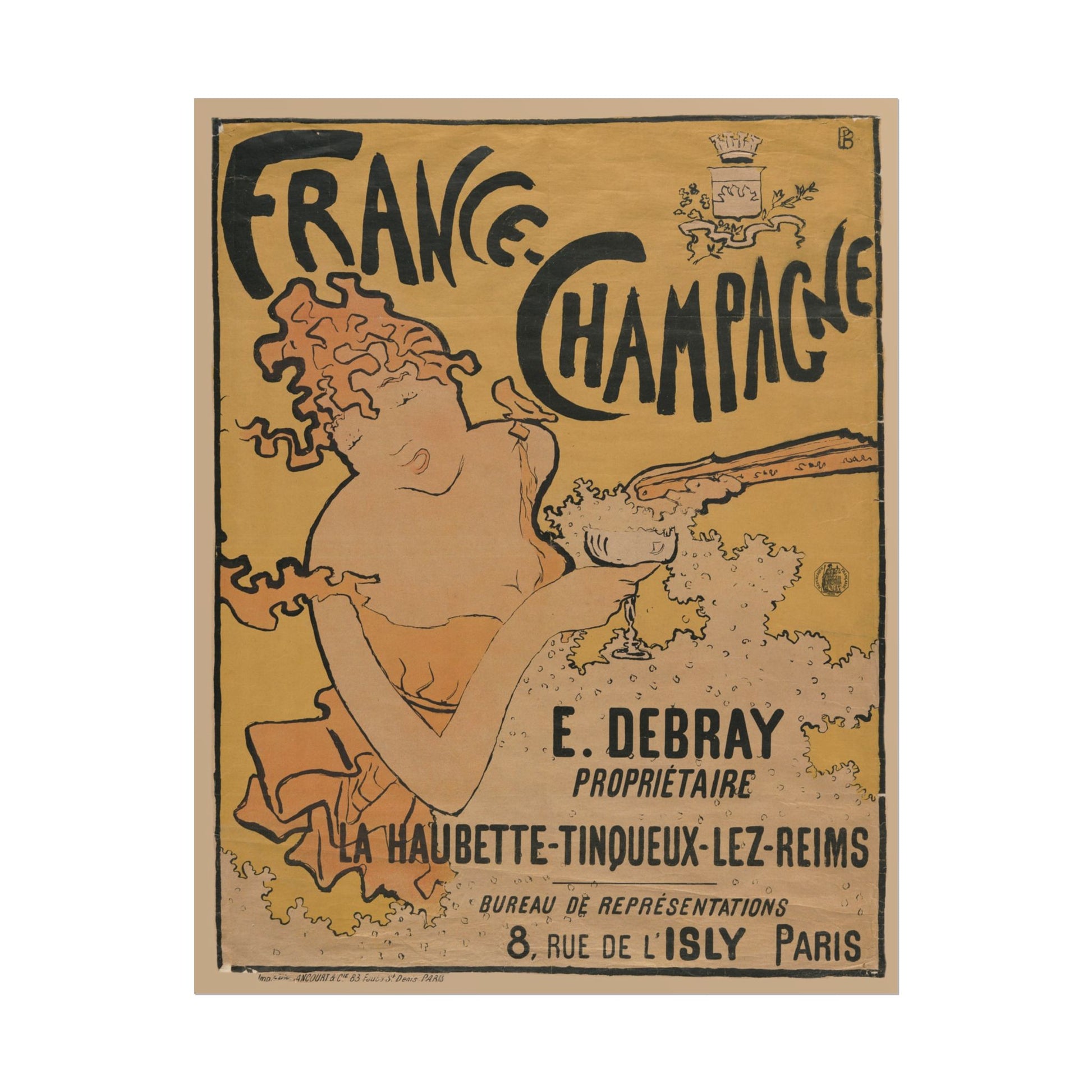 France Champagne poster by E. Debray  - 11x14 inch print