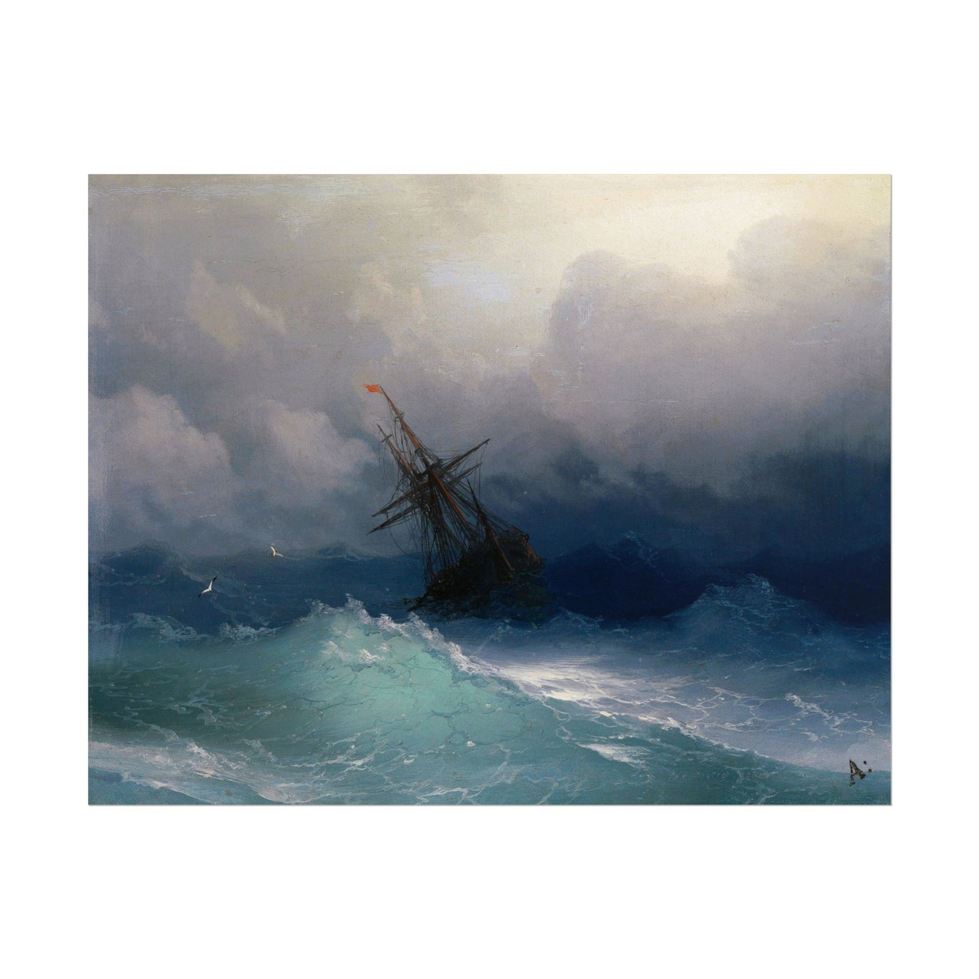 Ship on a Stormy Sea 14″×11″