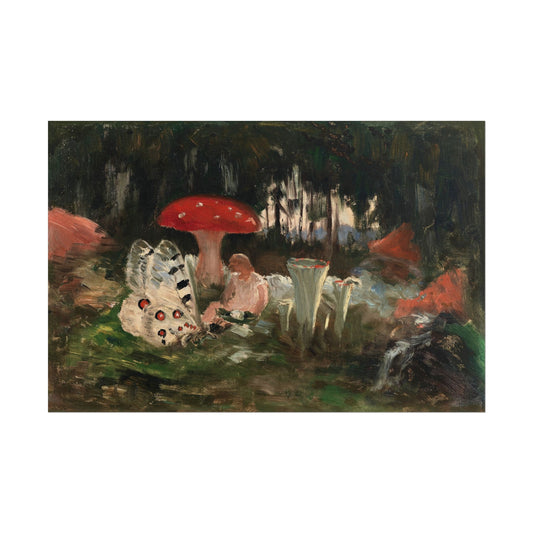 The Princess and a Butterfly Underneath a Fly Agaric