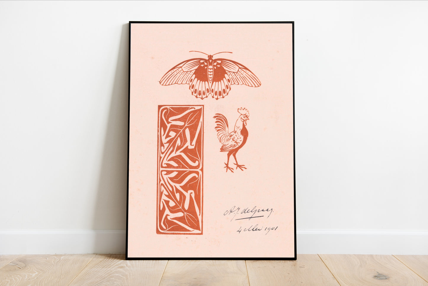 Butterfly Rooster and Leaf Ornament