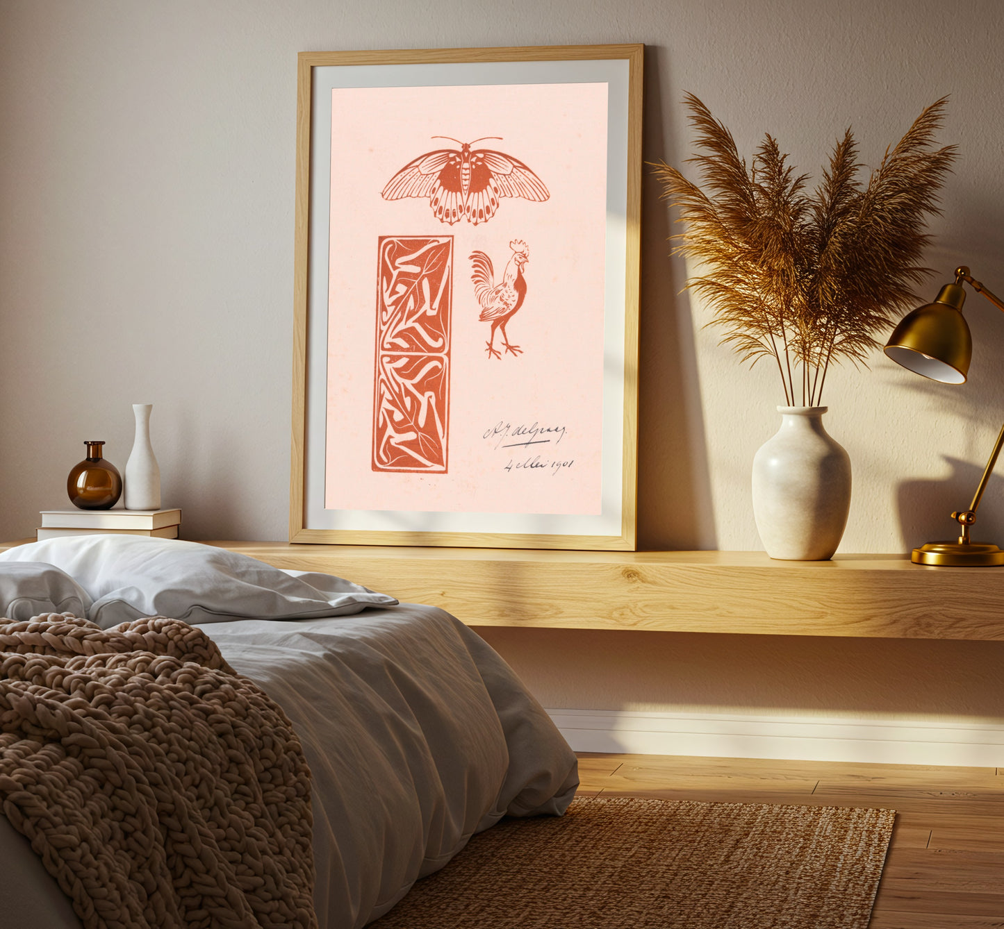 Butterfly Rooster and Leaf Ornament