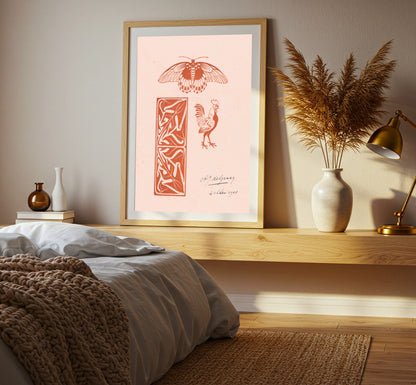 Butterfly Rooster and Leaf Ornament