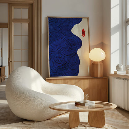 Blue Ocean Red Surfboard