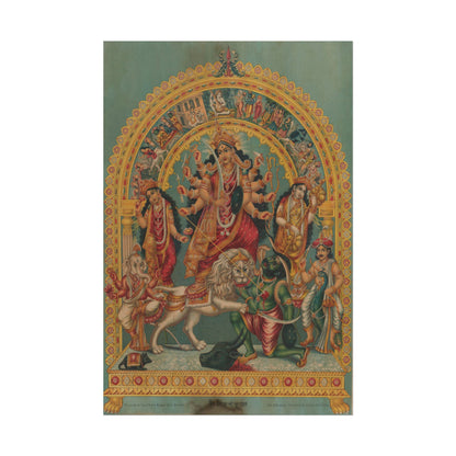 Shri Shri Durga with Mahisha Trisula Lakshmi Saraswati poster by John Bauer  - 11x14 inch print