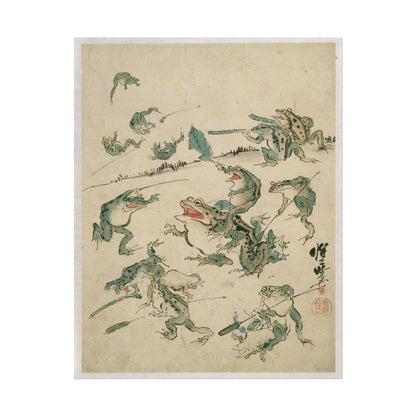 Battle of the Frogs poster by Kawanabe Kyosai - 11x14 inch print