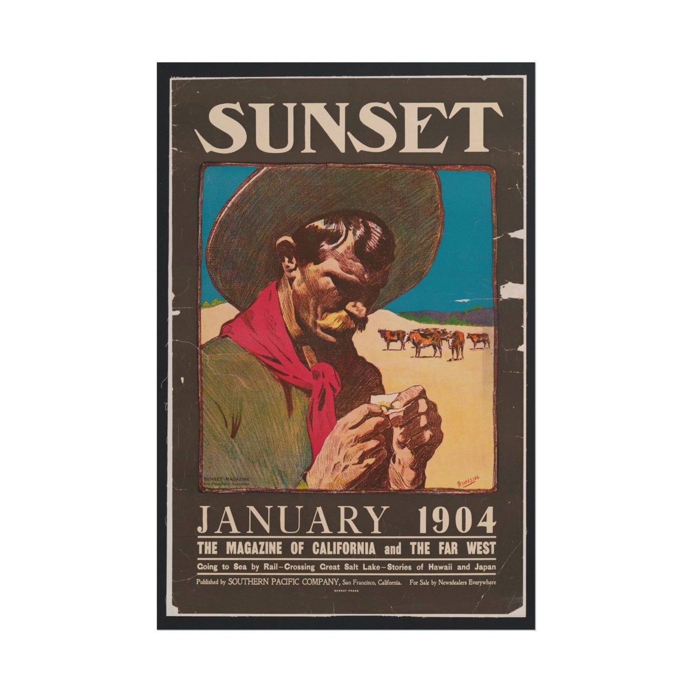Sunset Magazine Cover January 1904 12″×18″