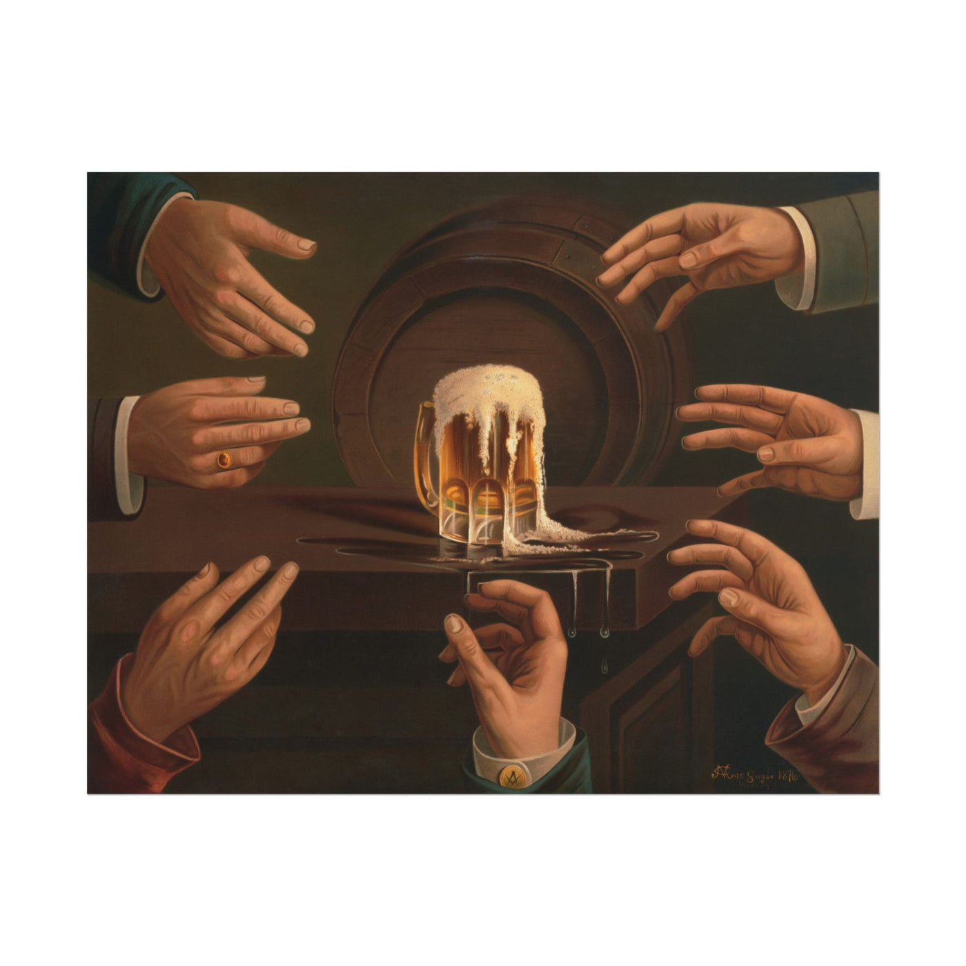Seven Hands and a Beer 14″×11″