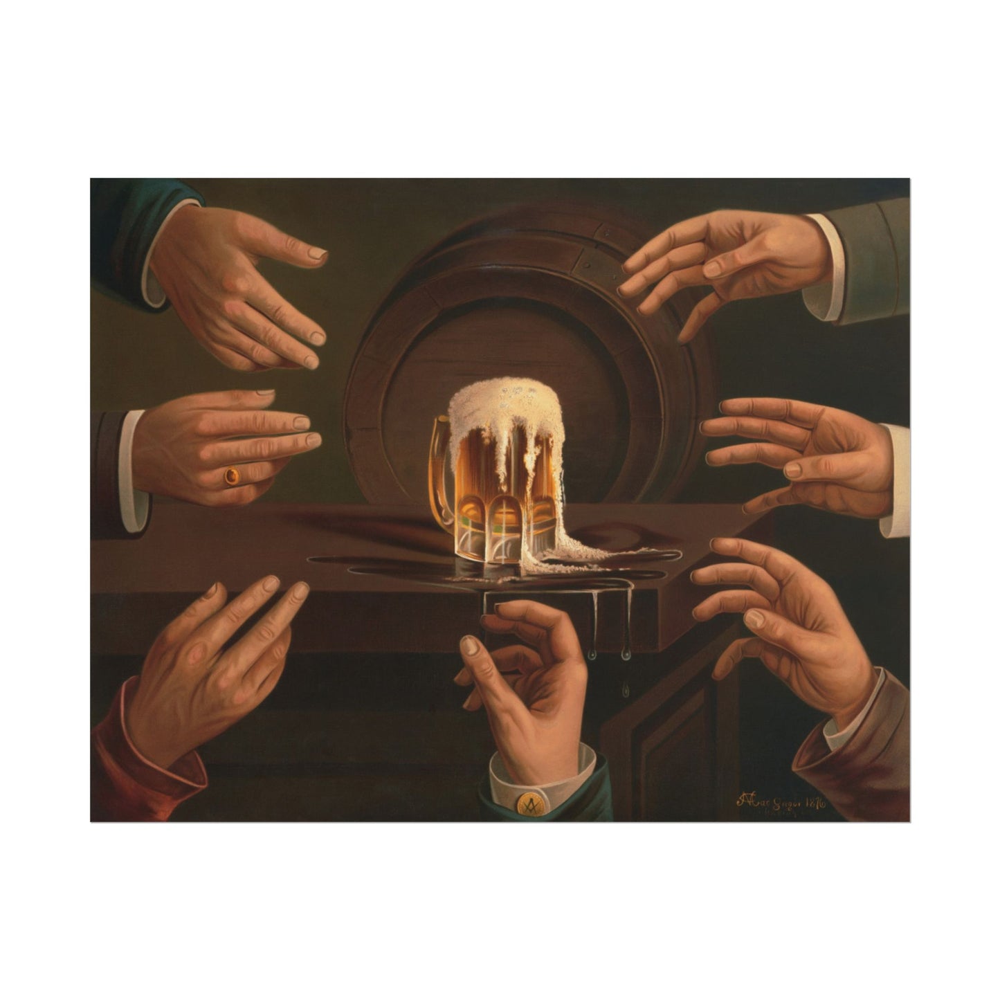 Seven Hands and a Beer poster by Anheuser Busch - 11x14 inch print