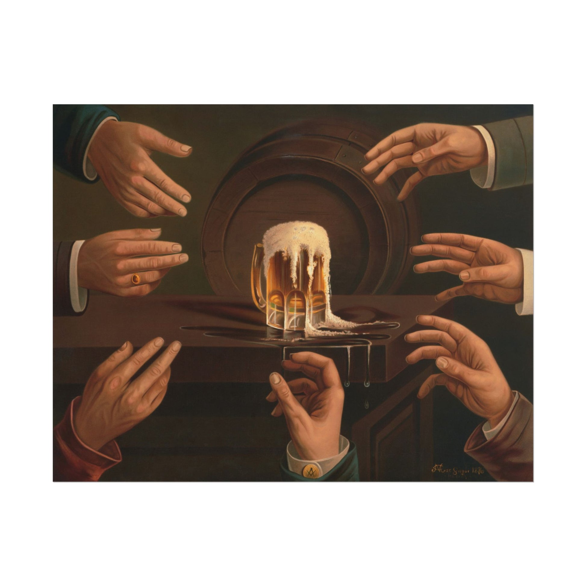 Seven Hands and a Beer poster by Anheuser Busch - 11x14 inch print