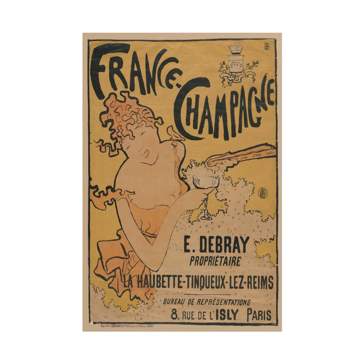 France Champagne poster by E. Debray  - 12x18 inch print