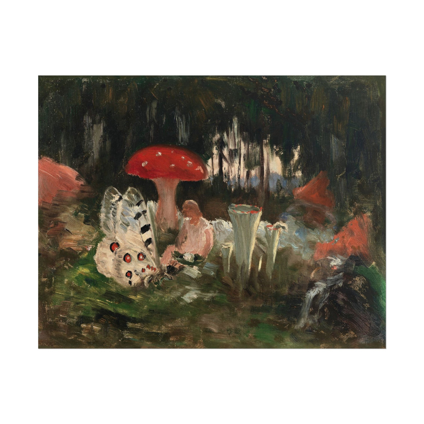 The Princess and a Butterfly Underneath a Fly Agaric 14″×11″