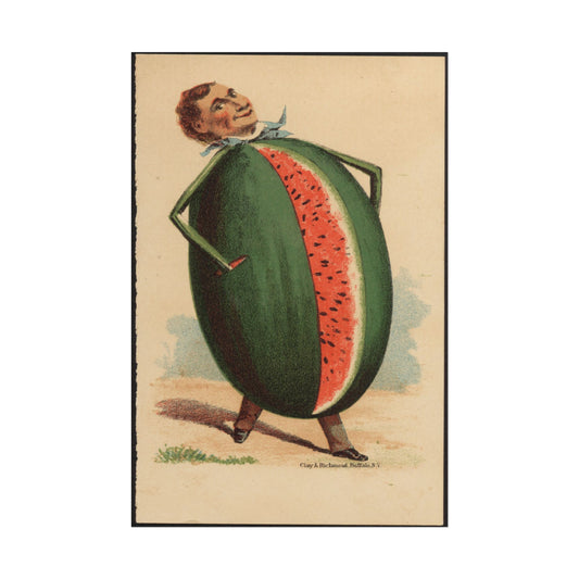 Humorous illustration of a man with a watermelon body.