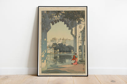 Udaipur Castle poster by Hiroshi Yoshida  - Black frame wall art