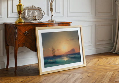 Sunset Over Ischia poster by Ivan Aivazovsky  - Neutral room decor with framed print