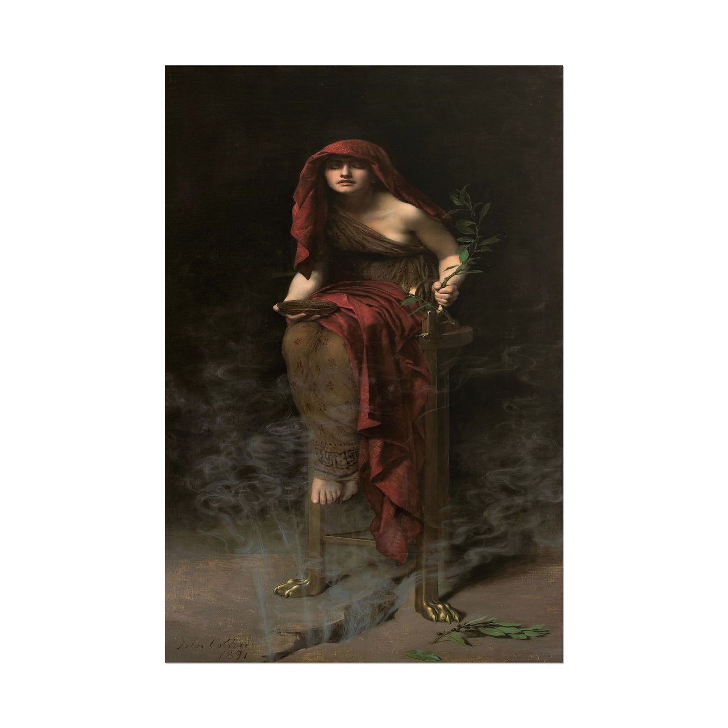 Priestess of Delphi poster by John Collier  - 12x18 inch print